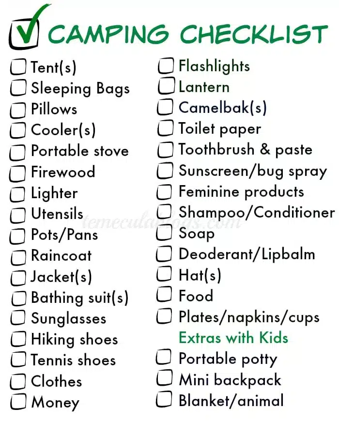 camping checklist